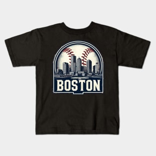 Vintage Boston Baseball Cityscape Kids T-Shirt